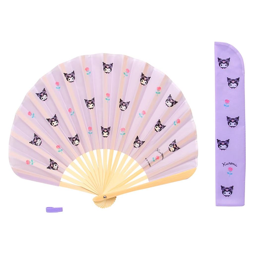 Sanrio Веер Куроми из бамбука и включает удобный чехол для переноски (Основной блок бумага, чехол полиэстер) (Номер продукта 493350)