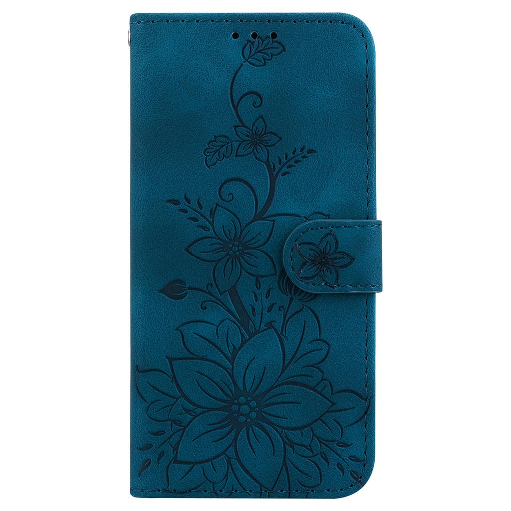 For Samsung Galaxy A14 5G/A14 4G Imprinted Lily Flower Leather Cover Flip Stand Wallet Phone Case