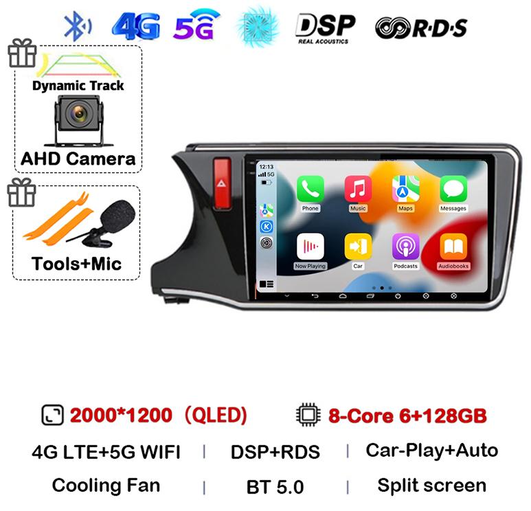 Android 14 Carplay Auto For Honda CITY 2014 2015 2016 2017 2018 2019 Car Radio Multimedia Stereo Player Navigation GPS 4G+WIFI