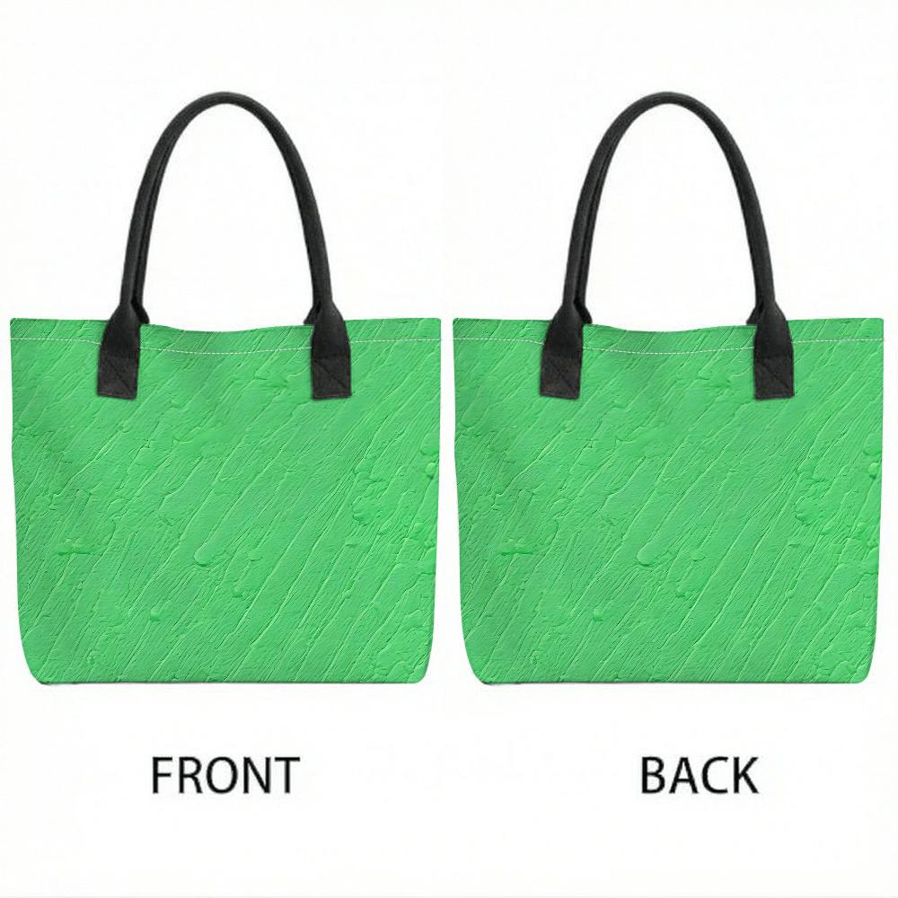 Green Textured Tote Bag Casual Large Capacity Shoulder Handbag for Daily Use