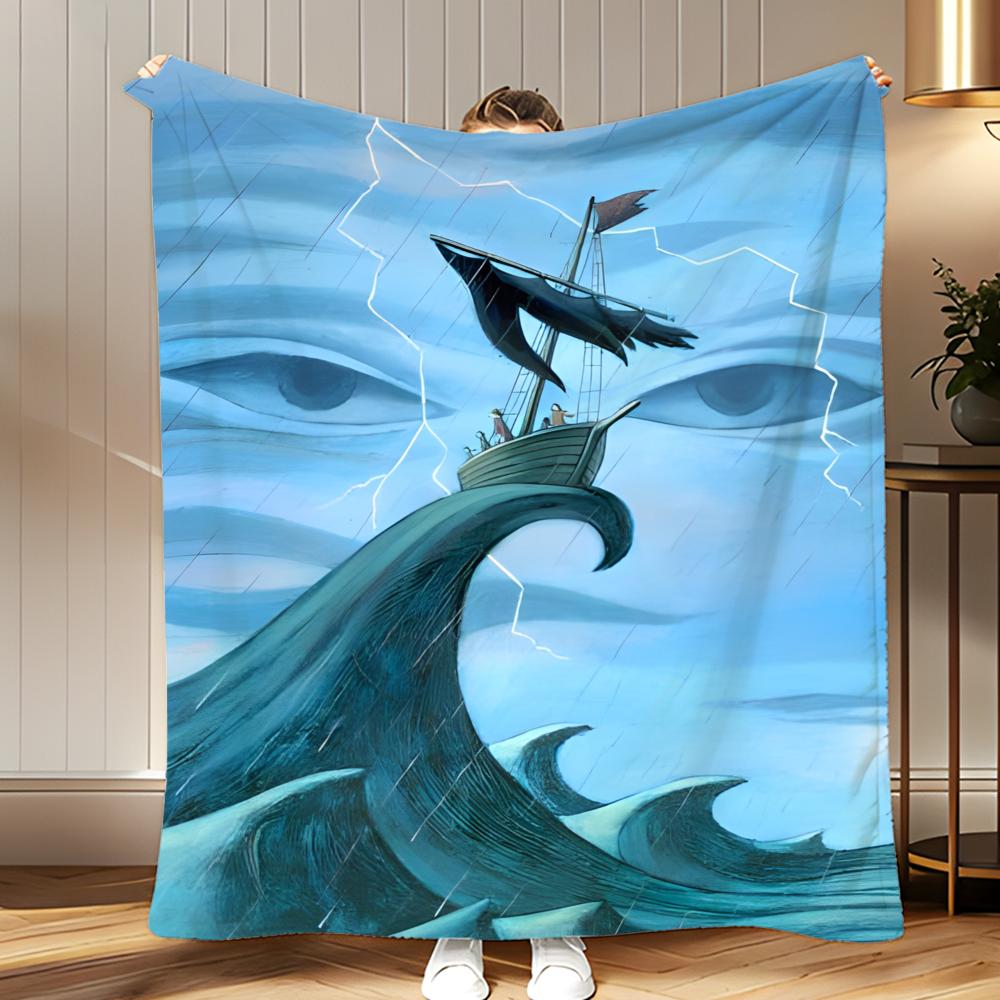 literary work The Tempest Throw Soft Coral Fleece Blanket 310gsm Fluffy Warm Throw for Sofa Bed Couch Bedroom Decor
