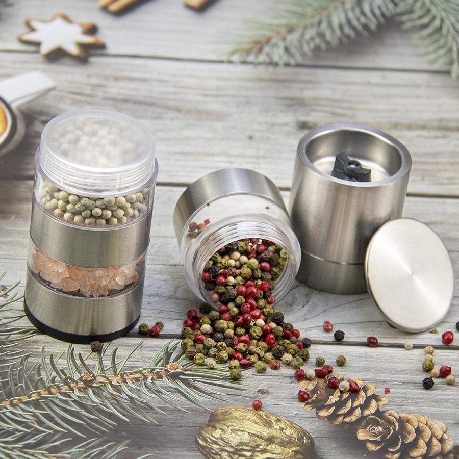 Kitchenware Utensils Stainless Steel 3 in 1 Manual Salt Pepper Grinder Mill