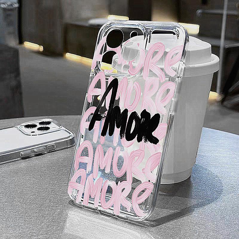 Amore-Love Romantic Soft TPU Phone Case For IPhone 17 16 16E 15 14 13 12 11 Pro Max XR XS Max 7 8 Plus Cute INS Cover Fundas
