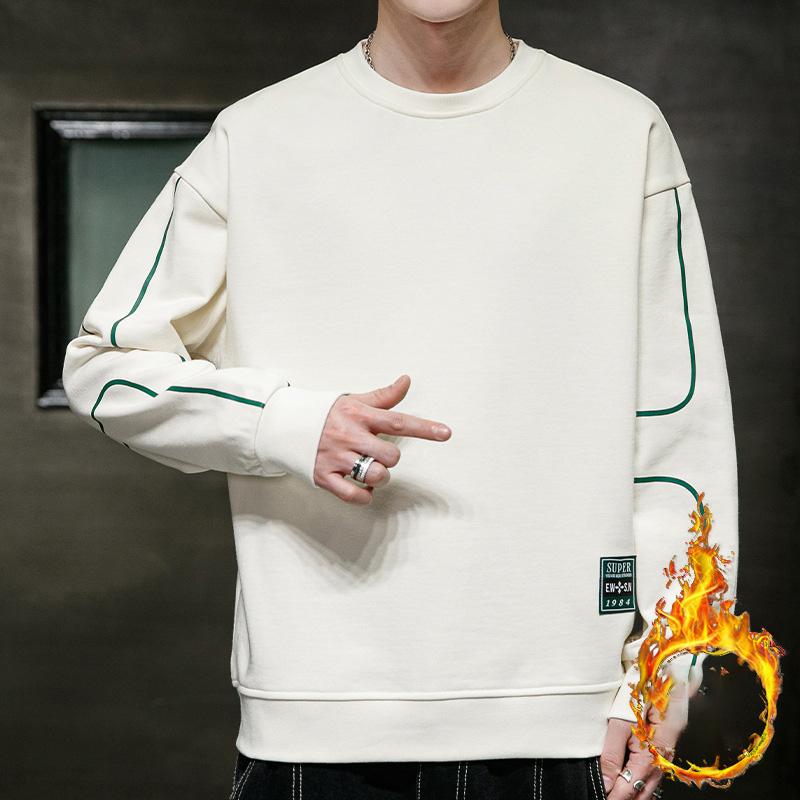 Зимняя новая толстовка с капюшоном для мужчин 2025 года, утолщенная/обычная, модная, с круглым вырезом, свободный верх, длинный рукав, нижняя одежда