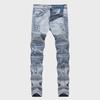 Crossover European & American Street Style Slim Fit Distressed Motorcycle Jeans for Men
