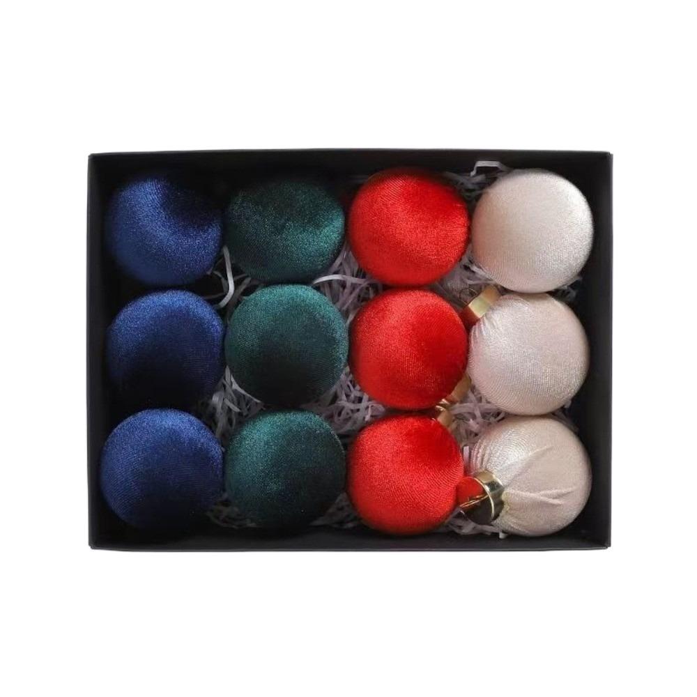 12 шт./НАБОР 6 см Бархатные Рождественские Шары Набор Пластиковый Фестиваль Рождество Флокированные Шары Подвеска Бархатный Красный Зеленый