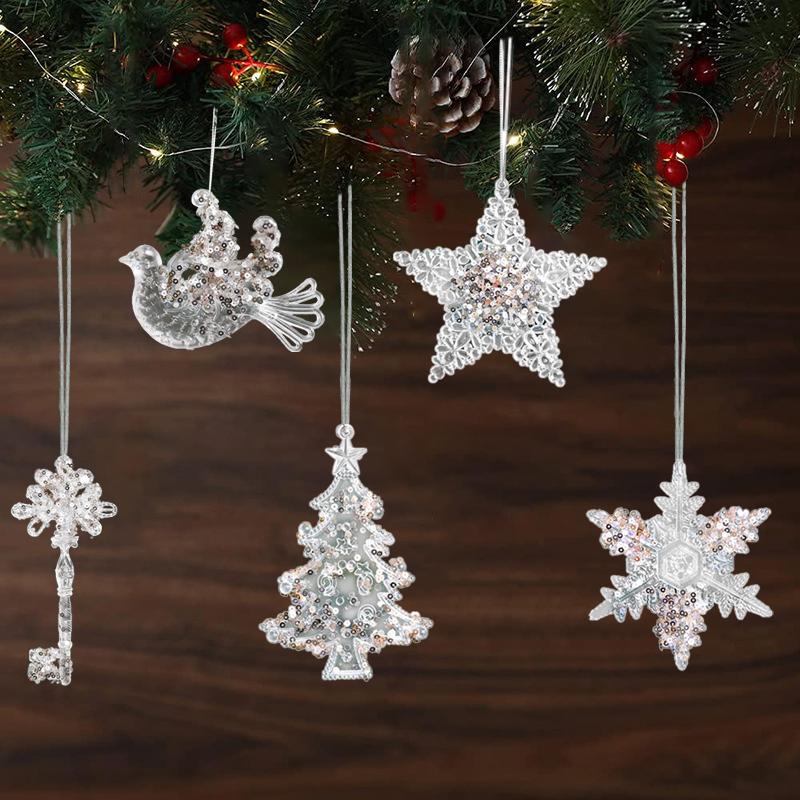 Creative Five Pointed Star Heart Wings Elk Peace Dove Christmas Tree Pendant