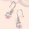 1 Pair Korean Style Hook Earrings Dolphin Design Shiny Rhinestones Drop Earrings Women Mid-length Earrings
