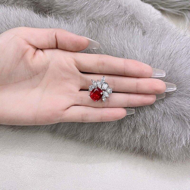 Обручальное кольцо сверкающее синее бриллиантовое кольцо из стерлингового серебра 925 пробы классические кольца для женщин красное кольцо ювелирные изделия подарки