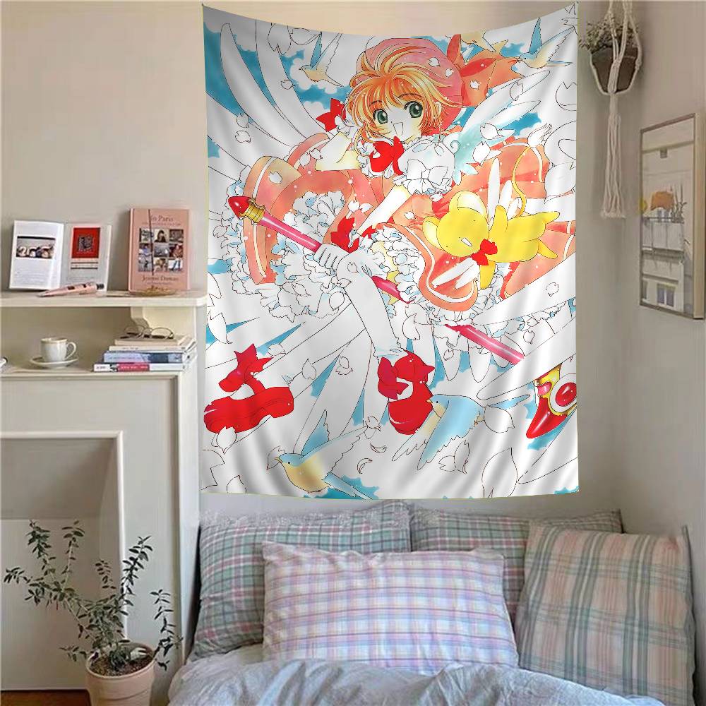 Аниме Cardcaptor Sakura Аниме Гобелен Хиппи Цветочный Настенный Ковер Декор для общежития Настенный Домашний Декор