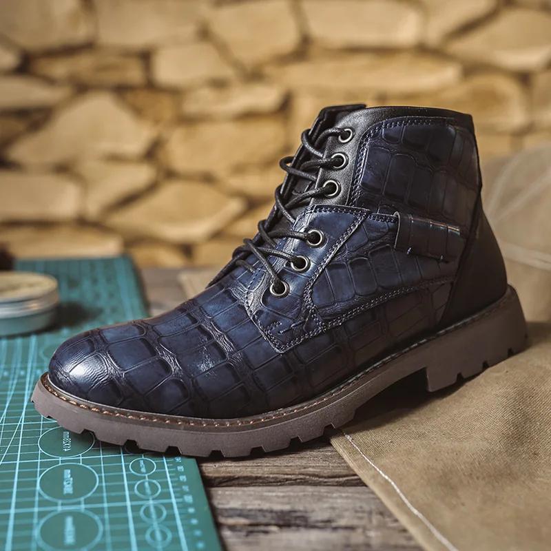 Мужские ботинки из натуральной кожи Модные мужские повседневные кожаные туфли Мужские ботинки в британском стиле Высококачественная обувь для мужчин Ботильоны