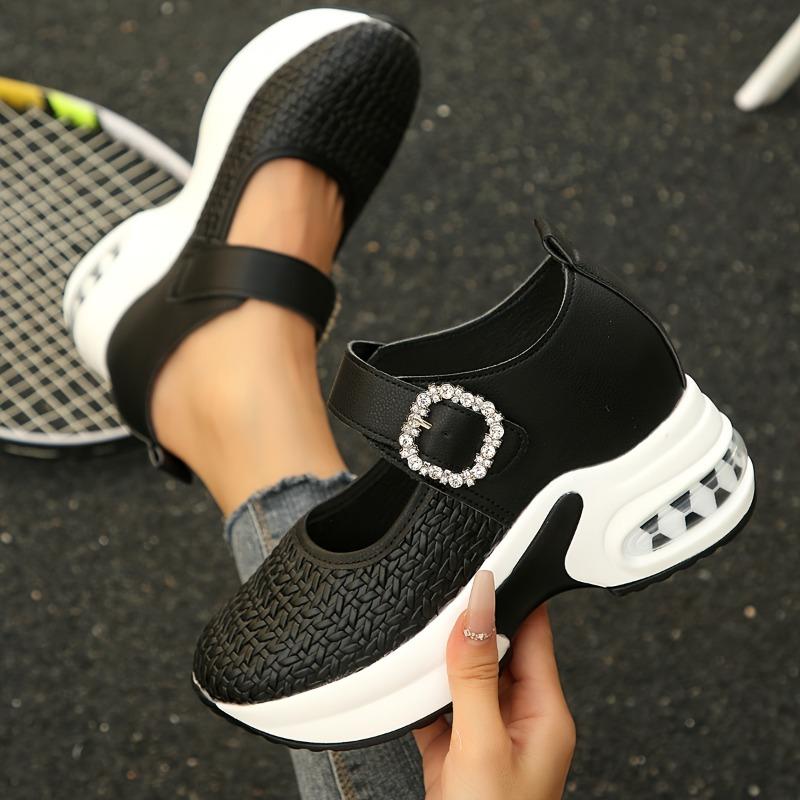 Женские кроссовки на платформе-клине с отделкой стразами, белые, искусственная кожа, нескользящая толстая подошва