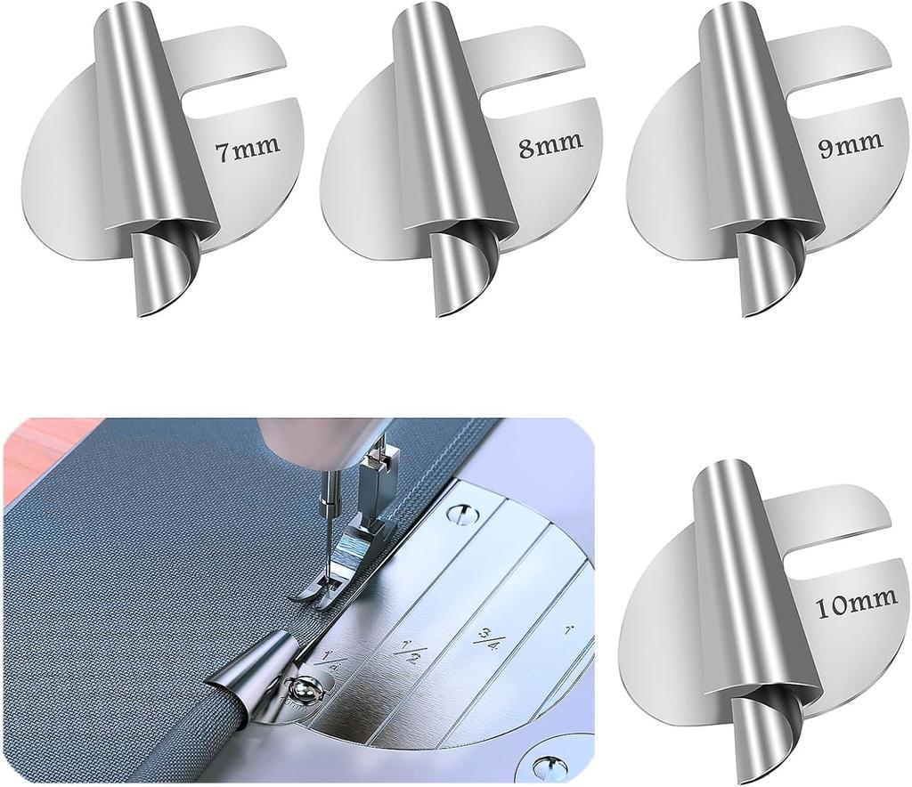 Универсальная швейная лапка для подгибки 4 шт., лапка для подгибки 7/8/9/10 мм шириной, лапка для подгибки валиком, лапка для швейной машины, подгибка для дома и промышленности
