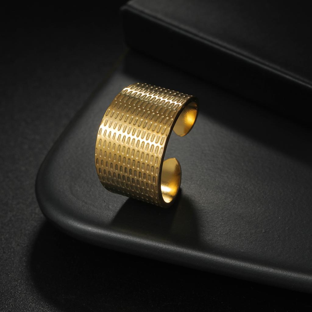 European and American Exaggerated Style Women's Open Titanium Steel Ring