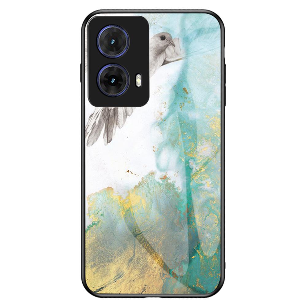 For Motorola Moto G85 5G/S50 Neo 5G Case Marble Pattern Tempered Glass+PC+TPU Protective Phone Cover