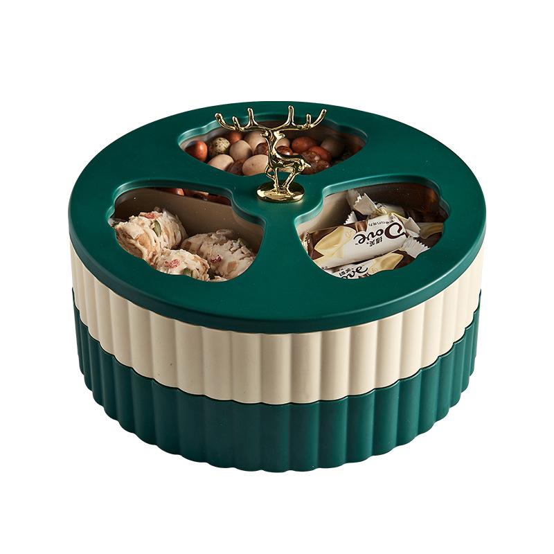 Двухслойный пластиковый контейнер для хранения Nordic Green Deer, фруктовая тарелка для садовых закусок, украшение для дома, гостиная