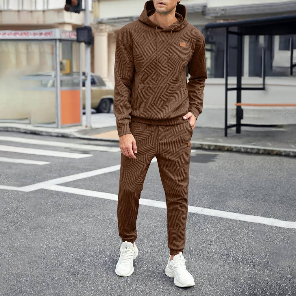 Мужская осенне-зимняя однотонная полосатая толстовка с длинным рукавом, толстовка, брюки, костюм