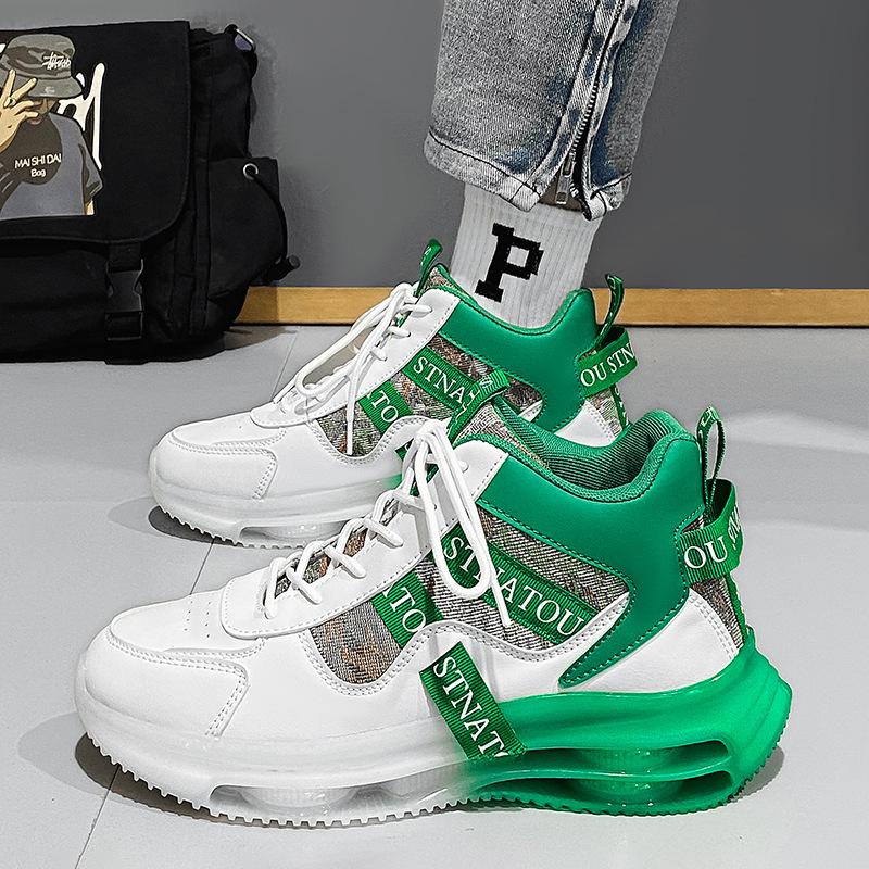 Мода 2024 Новые дышащие спортивные кроссовки с высоким верхом для мужской трендовой повседневной обуви с мягкой подошвой и высокой высотой, молодежные кроссовки для бега