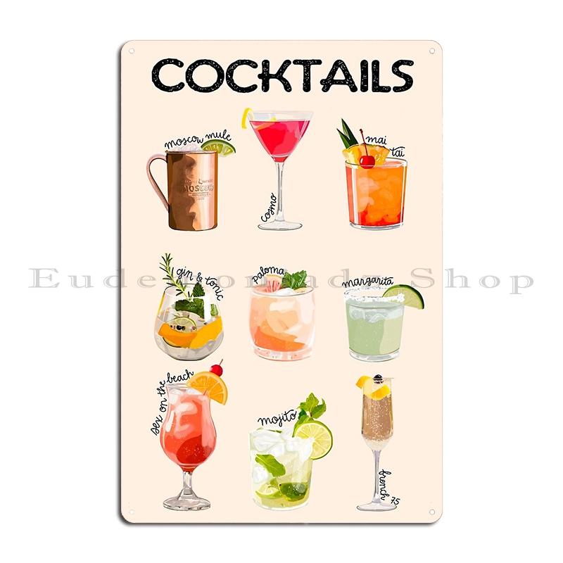 Коктейльная карта Классический Постер с Коктейлями от Pocket Cocktails Металлическая Вечеринка Домашние Таблички Индивидуальное Создание Жестяной Знак Постер