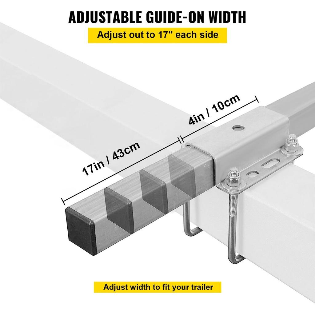 Boat Trailer Guide on, 20\", One Pair Trailer Pontoon Bunk Board Guide-ons, Steel Trailer Guides, Complete Mounting Accessories Included, for Ski