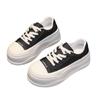 Muffin platform white shoes women's 2025 new round head lace-up fashionable versatile small height-increasing breadboard shoes