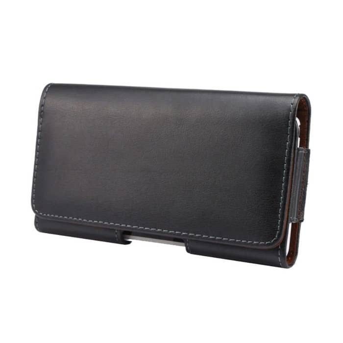 Pour Tecno Spark 10C (2023) Étui Ceinture Cuir Véritable Clip Horizontal - Noir