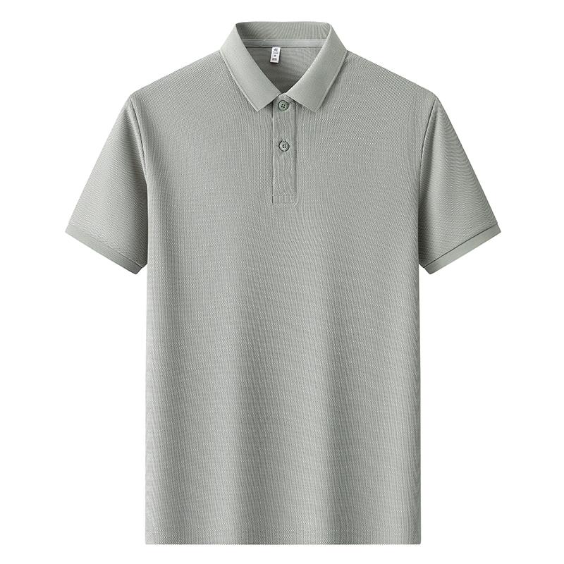 2025 New Summer Men's Lapel Short-sleeved T-shirt Polo Shirt Solid Color Top