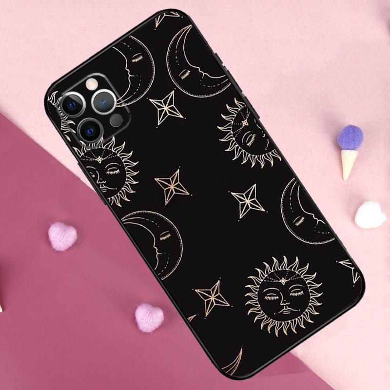 Чехол для телефона «Полумесяц и Солнце» для iPhone 17 Pro Max 11 14 15 16 Pro Max Plus 12 13 Mini 16e 17 Air Задняя крышка