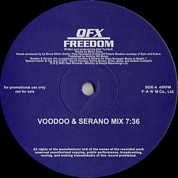 12-дюймовая пластинка QFX MOULIN ROUGE NOVASPACE Freedom Voodoo Serano Mix Jus NONE FARM Co. Лт 2003 Япония Танцевальная Электроника Б/У