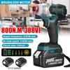 388vf 800N.M Brushless Cordless Electric Impact Driver 1/4"" Screwdriver Driver Wrench Power Tools with 2 Battery