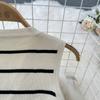 Комплекты из 2 предметов, женские наряды, полосатая вязаная майка без рукавов с v-образным вырезом + юбки с запахом, летняя юбка с высокой талией, модный комплект, Прямая поставка