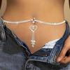 European & American Star Tassel Rhinestone Heart Belly Body Waist Chain for Women