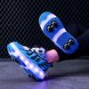 ДЕТСКАЯ четырехколесная зарядная обувь на плоской подошве, обувь со светодиодной лампой, обувь для бегунов, спортивная обувь для катания на роликовых коньках, коньки для девочек