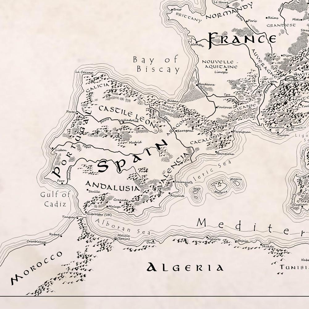 Карта Европы - необрамленная винтажная образовательная настенная живопись для домашнего офиса, декор, подарок, образовательная настенная живопись, декоративная карта