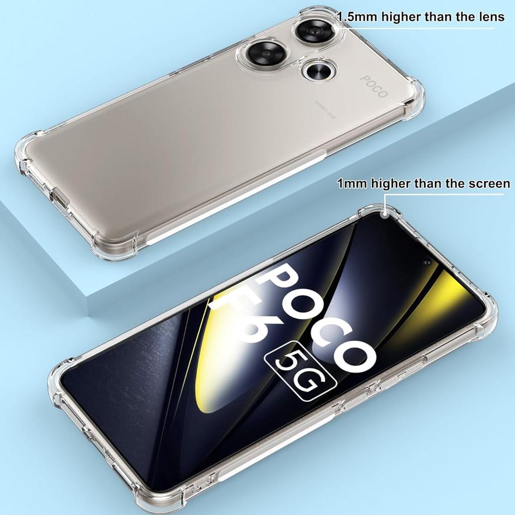 Противоударный чехол из ТПУ с подушкой безопасности для Xiaomi Poco F6 F5 5G X7 Pro X6 X5 M6 Pro 4G Защитный чехол Прозрачный чехол Fundas Coque