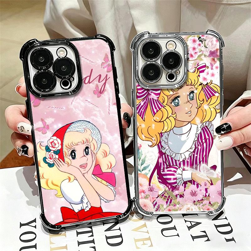 Аниме Конфета Конфета Покрытие Чехол для Телефона Для Iphone 16 17 Pro Max Air 16E 14 15 Plus 12 13 Mini Противоударный Чехол с Подушкой Безопасности