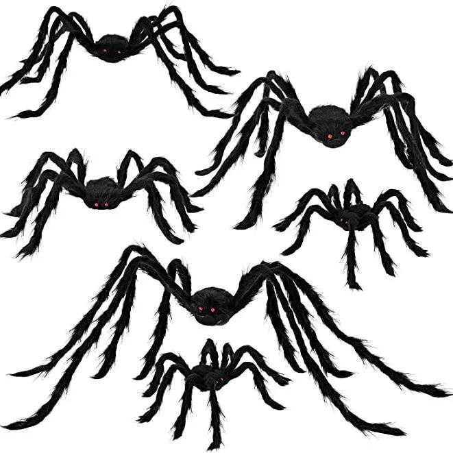 Halloween Triangle Spider Web Plush Spider Indoor and Outdoor Courtyard Lawn Indoor and Outdoor Prank Scene Decoration