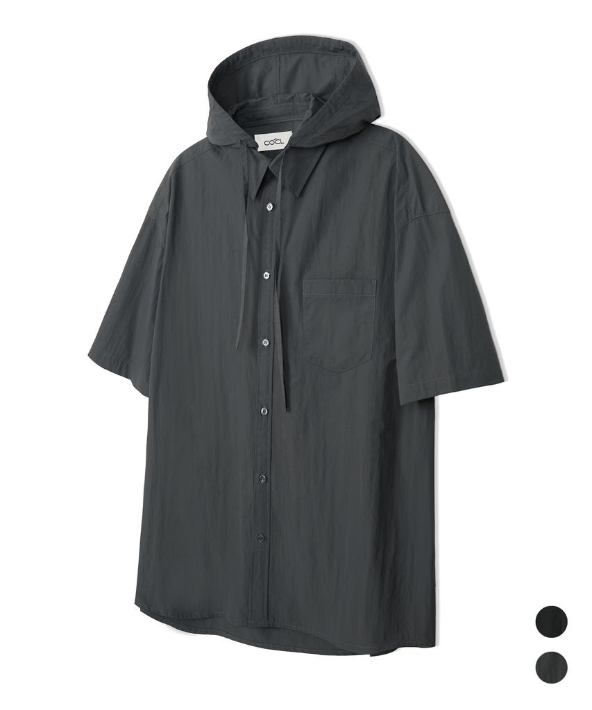 COSTUME O’CLOCK [Detachable Hood] Nylon Hooded Short Sleeve Shirt 2 Colors Coossh197