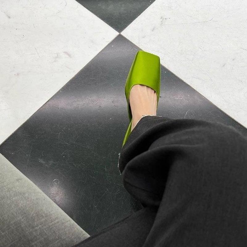 Модные женские тапочки с квадратным носком, дизайнерская модная обувь на каблуке, элегантные женские сандалии, лето 2025, туфли-лодочки для платья, роскошная женская обувь