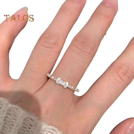 Регулируемое женское открытое кольцо с искусственным жемчугом, украшением из сплава, бантом, кубическим цирконием, мягкое стильное кольцо с гальваническим покрытием, легкое украшение на палец для вечеринки, повседневной носки