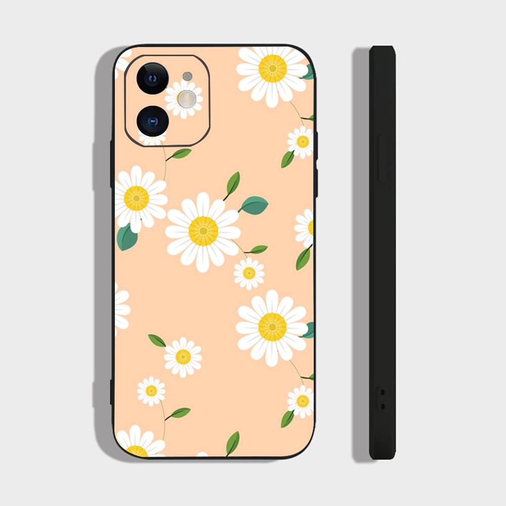 Daisy Fresh Style Phone Case For IPhone 17 Air 16 15 14 13 Pro Max 11 12 Black Silicone Cover