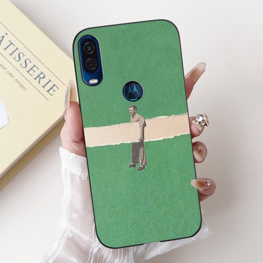 Чехол для телефона Motorola One Vision One Macro Задняя крышка Motorola P50 Мягкий матовый силикон Тонкий Fundas Милый панда кролик цветок