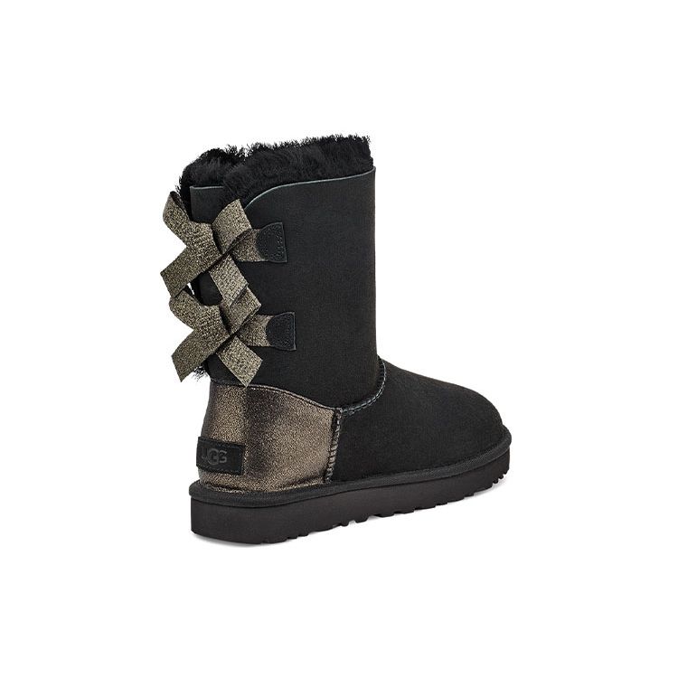 UGG Bailey Замшевые Теплые Baily Bow Флисовые Короткие Зимние Сапоги Женские сапоги Черные 1120884-BLK
