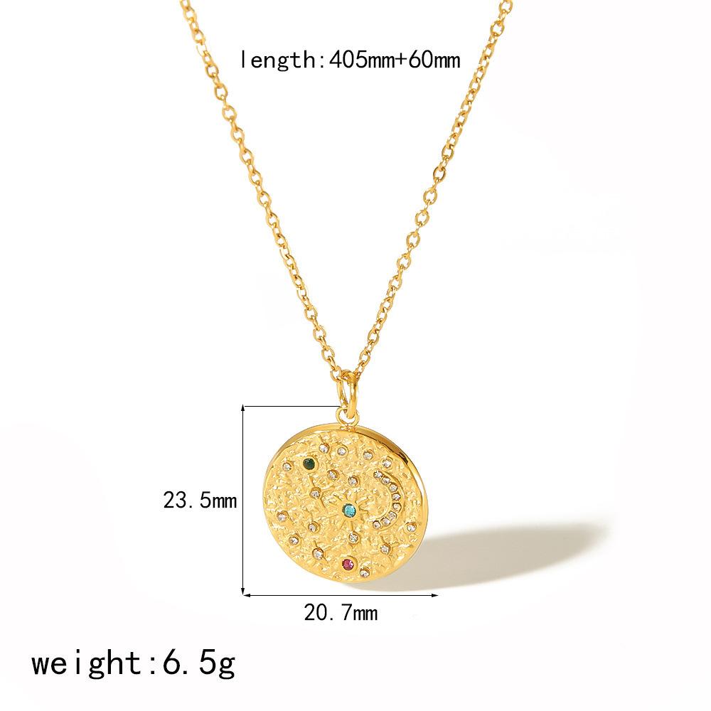 New Style Diamond Star Moon Pendant Stainless Steel Necklace Women's Fashion