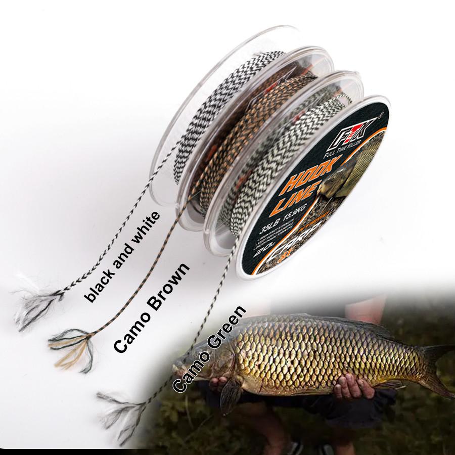 20m Carp Fishing Line Braided Leadless Core Carp Front Leader Camouflage Green Mainline Lead Core for Carp Fishing Sets Chod Helicopter Fishing Sets