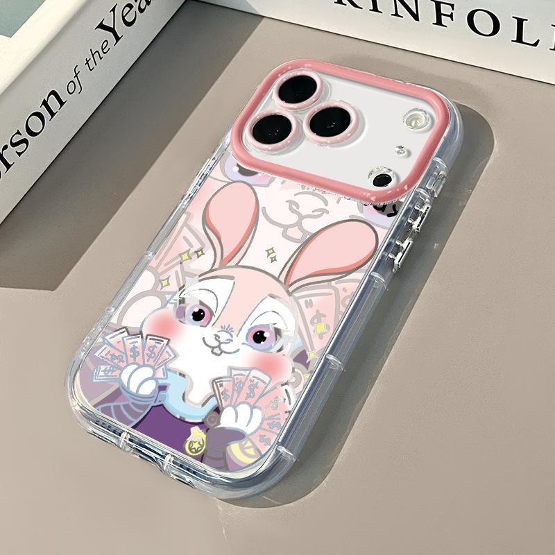 Rich Rabbit подходит для iPhone17promax кремовый зеркальный чехол для мобильного телефона масло 16 совершенно новый 15 мультфильмы 14