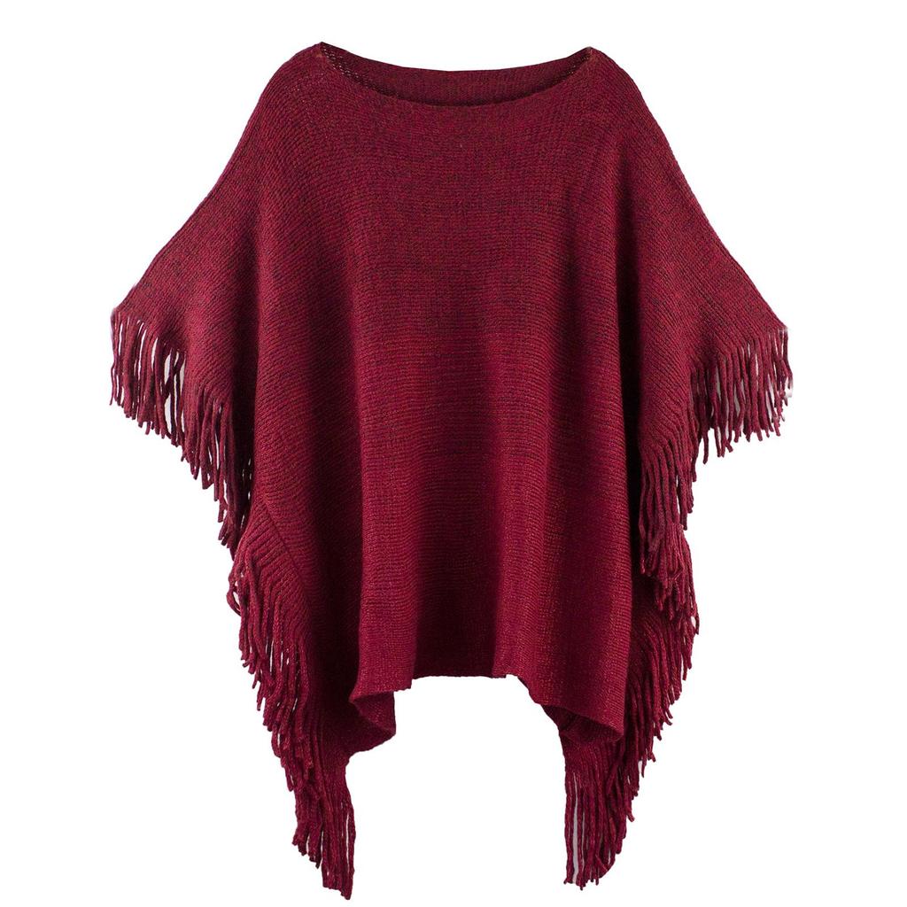 Ladies Ethnic Style Retro Sassel Head Cape Thick Color Striped Shawl Scarf