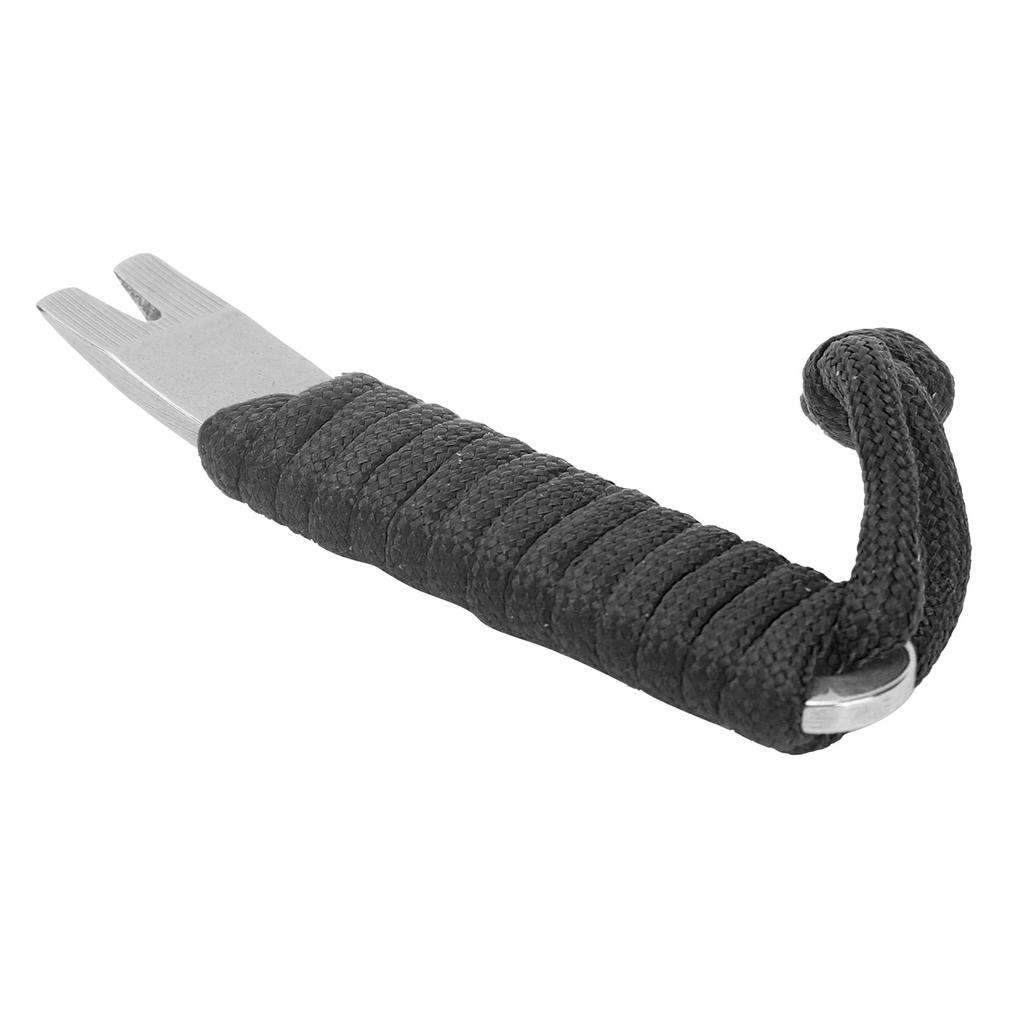 Stainless Steel Pocket Pry Bar with Paracord MultiPurpose Mini Crowbar Crank Scraper(Black )