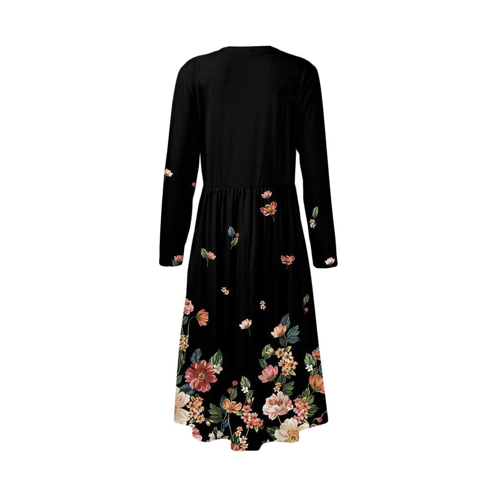 Women's Fashion Dress Spring V-neck Long Sleeve Dress