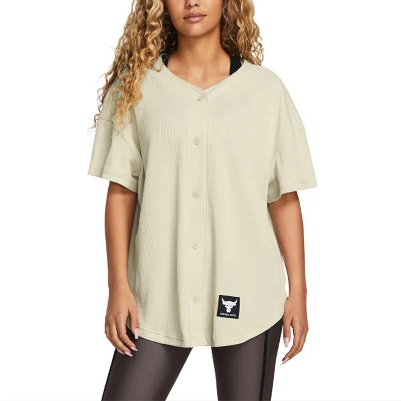 Under Armour Project Rock Drop Shoulder Sleeve T Shirt Women's Pink Silt Gray (Unisex) T-Shirts 1382707 273